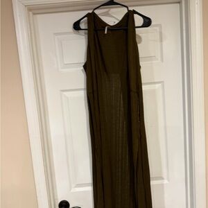 Free People Olive Green Sleeveless Maxi Dress